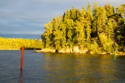 <h5>Villingin salmi syksyllä</h5><p>Illan viimeiset auringon säteen osuvat syyskuisen illan aikana Villingin salmen ruskan värittämään metsään. Tunnus: img_5401</p>